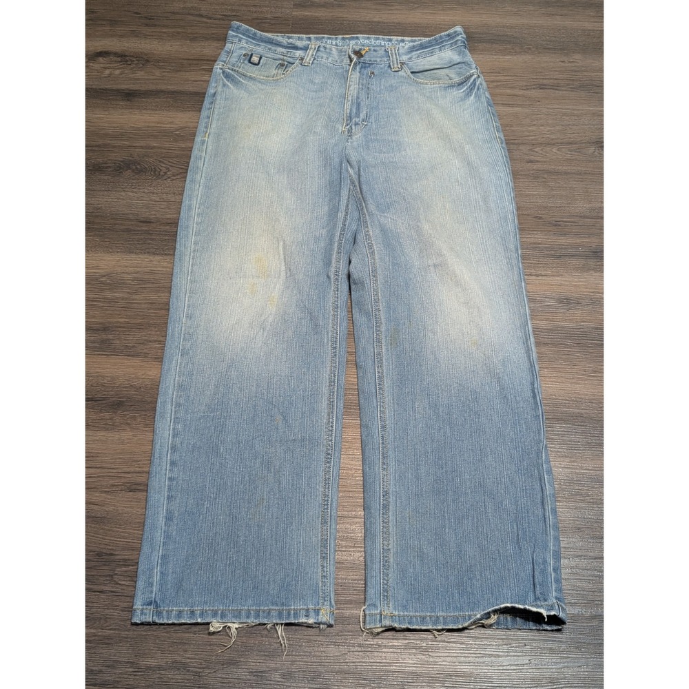 Enyce Mens Wide Leg Baggy Jeans Light Wash Blue Y2K Streetwear Size 34